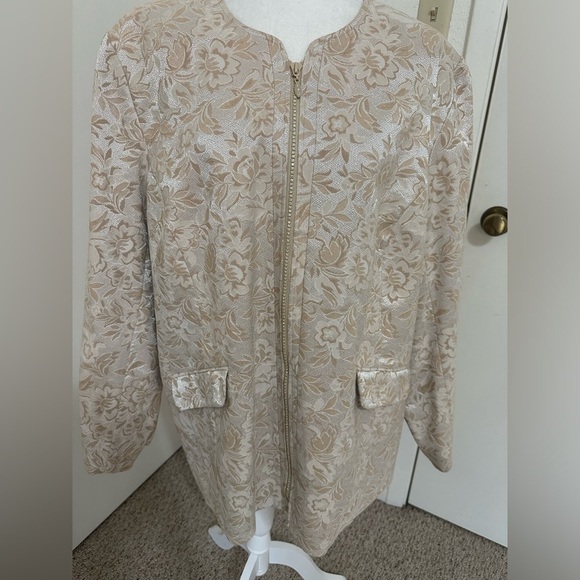 VTG 90s Bob Mackie Studio Gold Brocade Jacket sz 22W - Picture 2 of 9